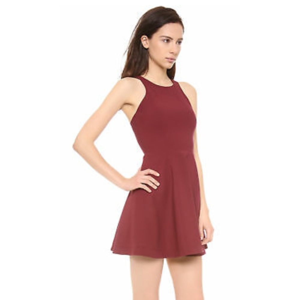 Elizabeth and James burgundy fit and flare dress